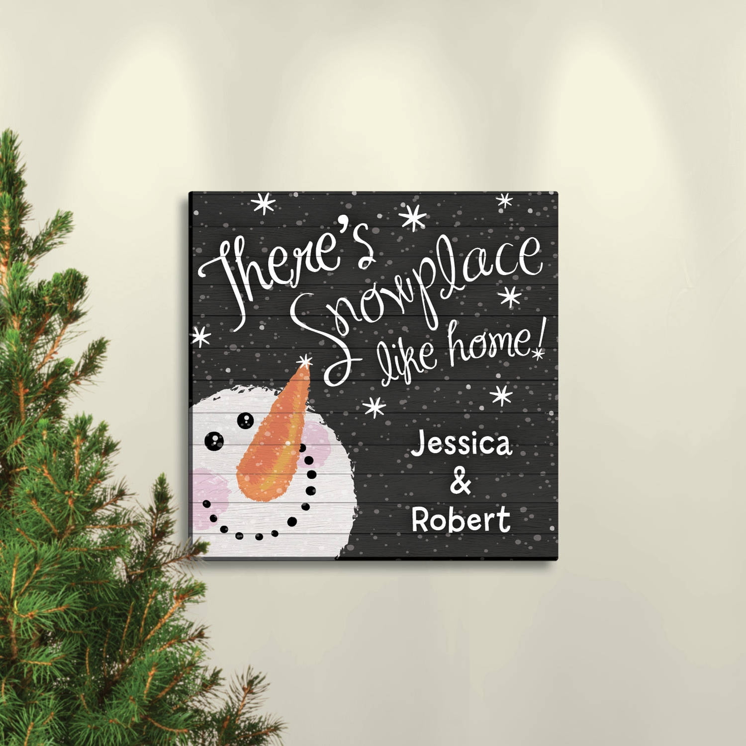 There's Snowplace Like Home 12" x 12" or 16" x 16" Personalized Canvas