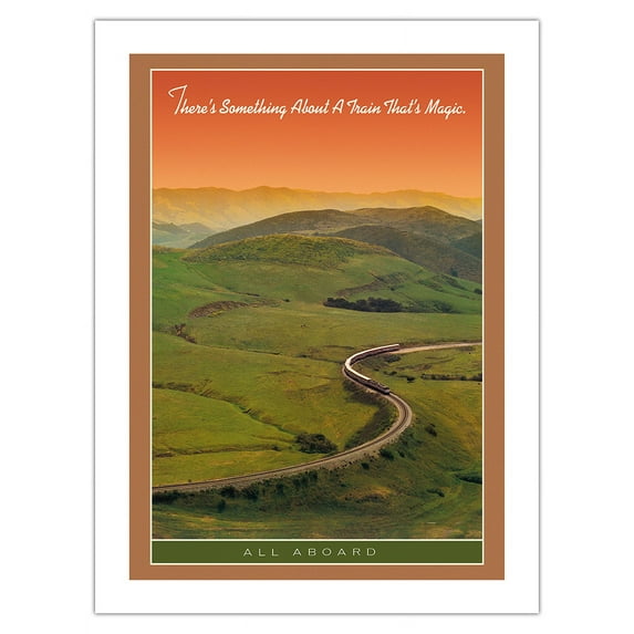 Thereʻs Something About A Train Thatʻs Magic - Vintage Railroad Travel Poster c.1970s - Bamboo Fine Art 290gsm Paper (Unframed) 12x16in