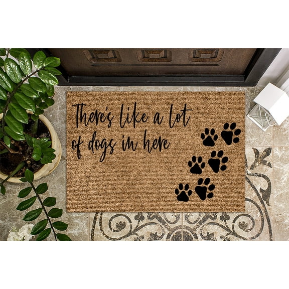 There's like a lot of dogs in here! | Funny Doormat | Welcome Mat | Funny Door Mat | Funny Gift | Home Doormat | Paw Prints