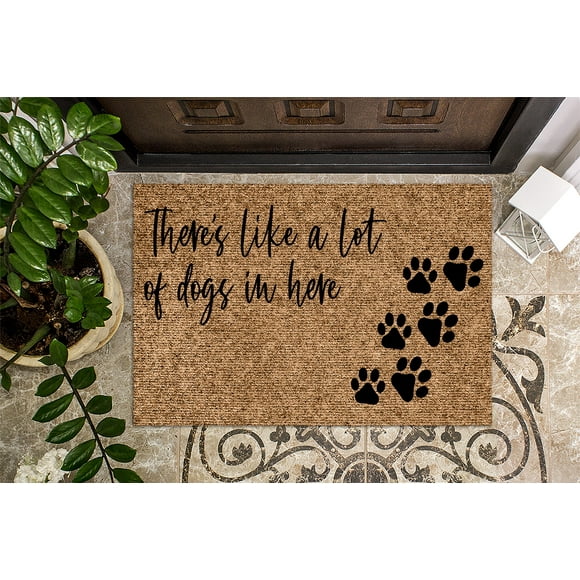 There's like a lot of dogs in here! | Funny Doormat | Welcome Mat | Funny Door Mat | Funny Gift | Home Doormat | Paw Prints
