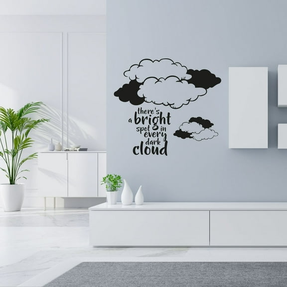 Theres A Bright Spot In Every Dark CLoud Beautiful Life Quote Clouds Pattern Design Vinyl Wall Art Sticker Decal Home Kids Room Study Room Boys Girls Wall Décoration Design Wall Décor Size(10x10 inch)