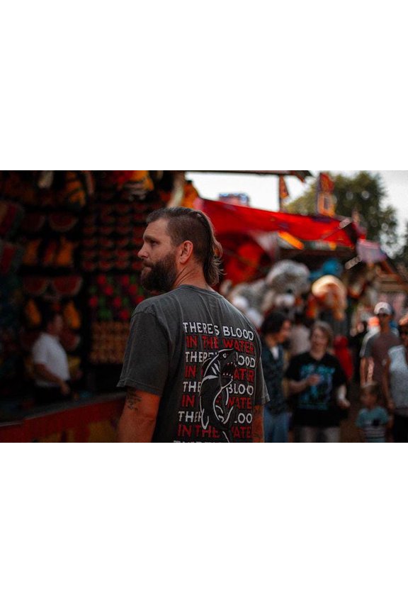 Theres Blood in the Water Original Traditional Tattoo Inspired T-shirt or - Shark Tattoo F
