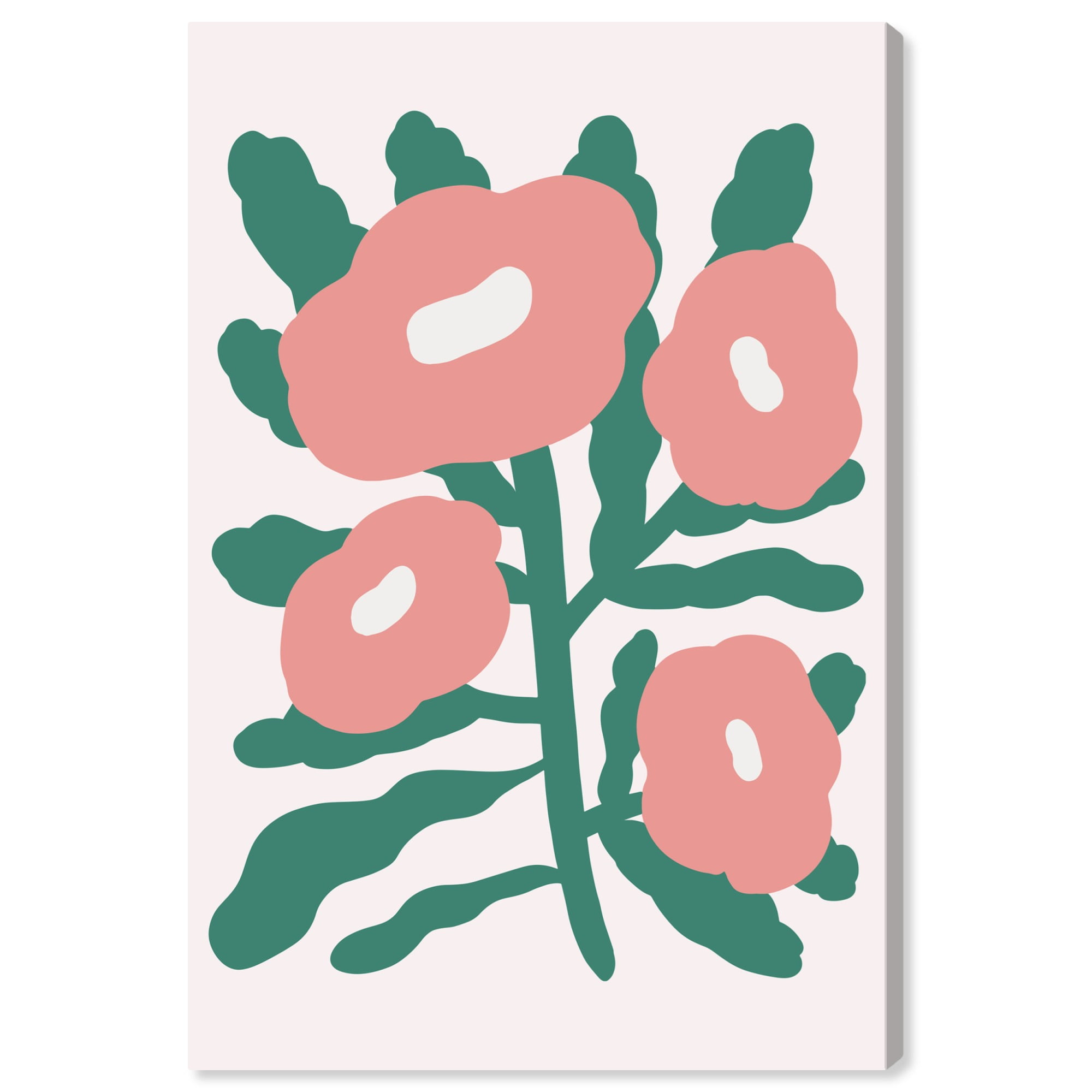 Blush Pink and Green Floral Canvas Wall Art, 10" x 15"