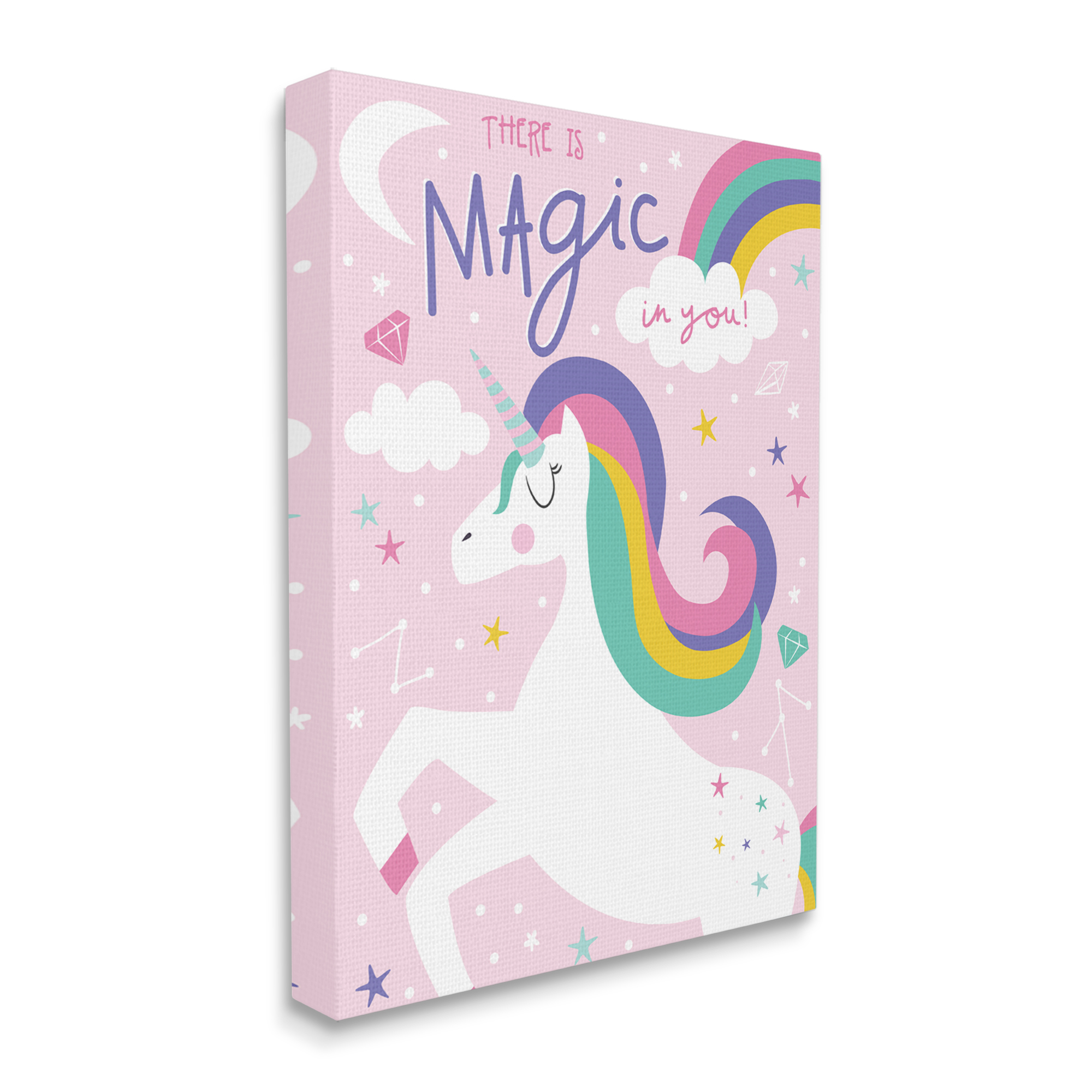 Stupell Industries There's Magic In You Phrase Pink Rainbow Unicorn,24 x 30,Designed by Angela Nickeas