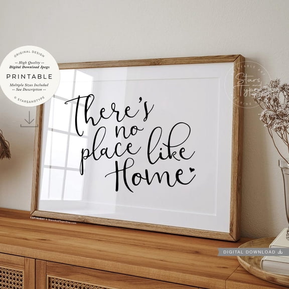 Theres No Place Like Home Print Wall Art Entryway Decor Print Home Decor Office Wall Art