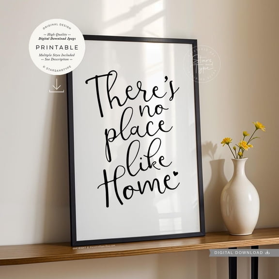 Theres No Place Like Home Quote Poster, Unframed Size 8x12
