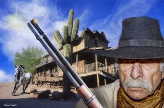 Theres a New Sheriff in Town Canvas Art - Robert Michaels (19 x 13)
