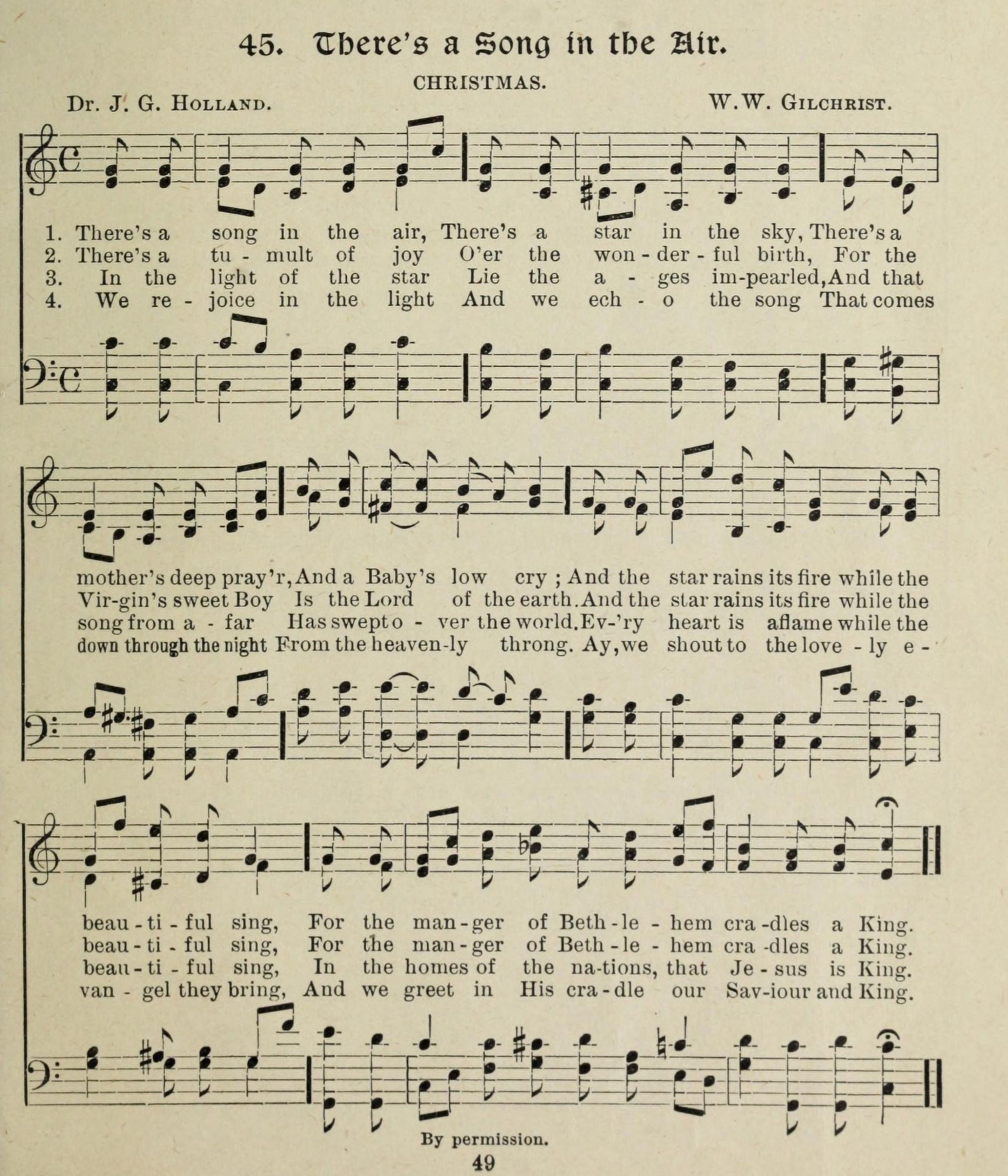 Theres a Song in the Air Gems of Christmas Song 1910 Canvas Art - (18 x 24)