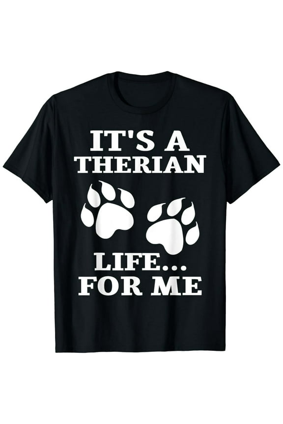 Therian Life Paw Print Otherkin Wolfkin Unisex Novelty Short Sleeve T-Shirt