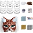 Therian Mask Craft Kit, 5 Blank DIY Cat Masks with Felt Fur & Mesh ...