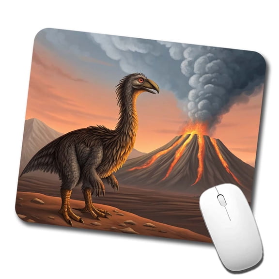 Therizinosaurus Volcano Erupting Dinosaur Mouse Pad Low Profile Gaming Mat