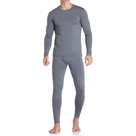 Therma Pro Mens Fleece Lined Thermal Top & Bottom Underwear Set, Long Johns Base Layer Ultra-Soft, Charcoal Gray, 2X-Large