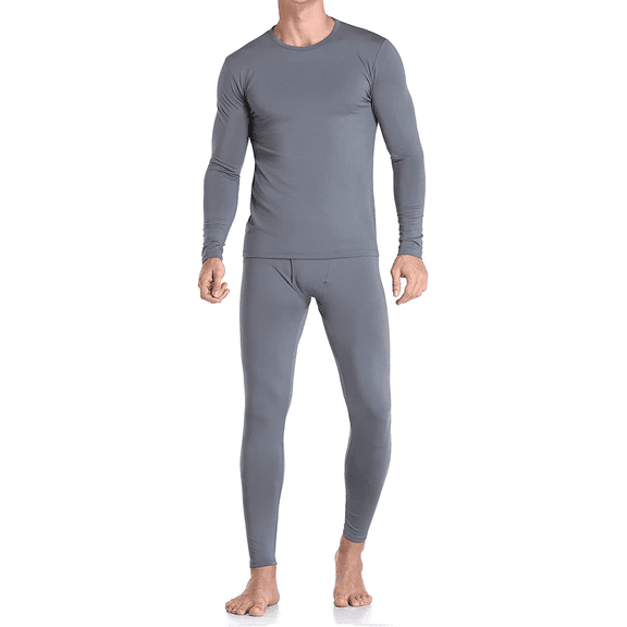 Therma Pro Mens Fleece Lined Thermal Top & Bottom Underwear Set, Long Johns Base Layer Ultra-Soft, Charcoal Gray, 3X-Large