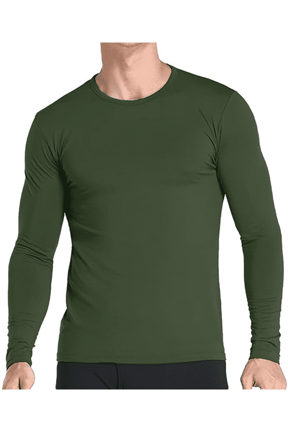 Thermal Shirt for Men Long Sleeve Thermal Compression Tops for Men Base Layer Cold Weather , Army Green, 3X-Large