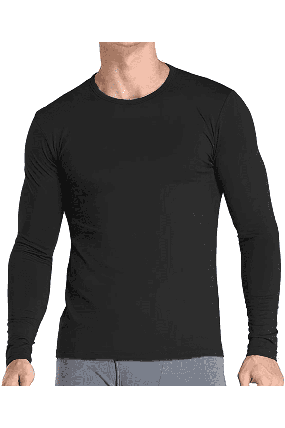 Thermal Shirt for Men Long Sleeve Thermal Compression Tops for Men Base Layer Cold Weather , Black, Large