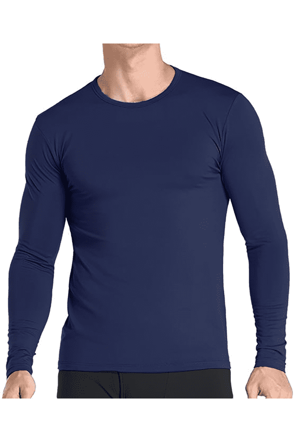 Thermal Shirt for Men Long Sleeve Thermal Compression Tops for Men Base Layer Cold Weather , Navy Blue, 4X-Large