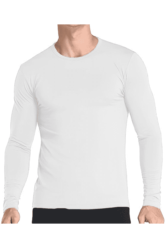 Thermal Shirt for Men Long Sleeve Thermal Compression Tops for Men Base Layer Cold Weather , White, Small