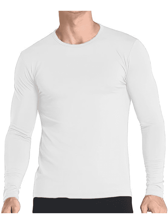 Thermal Shirt for Men Long Sleeve Thermal Compression Tops for Men Base Layer Cold Weather , White, Small