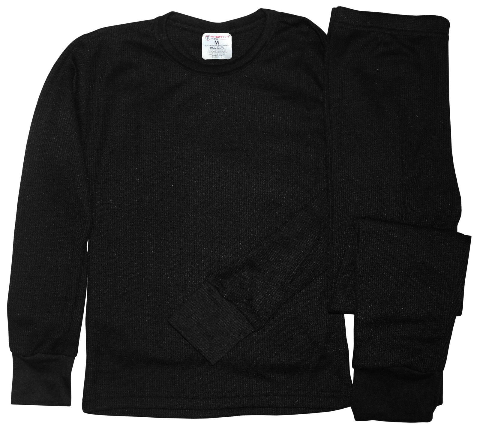 Therma Tek Boy's 100% Cotton Light Weight Waffle Knit Thermal Top & Bottom  Underwear Set 