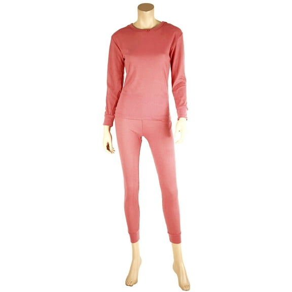 Therma Tek Women's Underwear 2 PC Waffle Knit Long Johns Thermal Set Pink 2XL