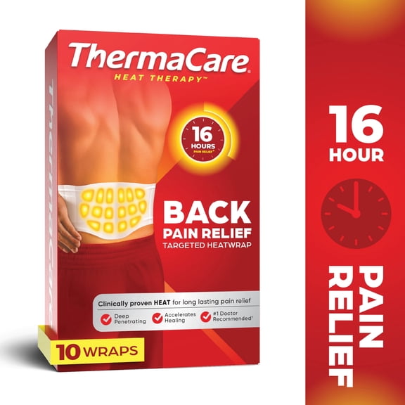 ThermaCare Advanced Back & Hip HeatWraps, Long-Lasting, Disposable Heat Therapy for Lower Back Pain, Muscle Soreness, & Herniated Discs, Drug-Free 10ct