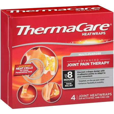 ThermaCare Advanced Multi-Purpose Joint Pain Therapy (4 Count) Heatwraps, Up to 8 Hours of Pain Relief, Temporary Relief of Joint Pains