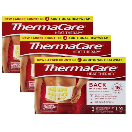 ThermaCare Back Pain Therapy Lower Back & Hip Large/X-Large Pain Relief Heat Wraps, 3 Count - 3 Pack