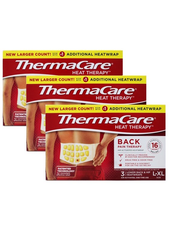 Back Pain Therapy Lower Back & Hip Large/X-Large Pain Relief Heat Wraps, 3 Count - 3 Pack