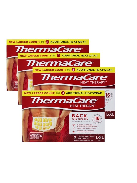 Back Pain Therapy Lower Back & Hip Large/X-Large Pain Relief Heat Wraps, 3 Count - 4 Pack