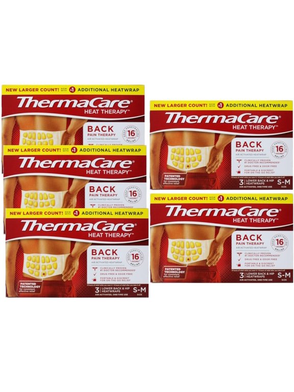 Back Pain Therapy Lower Back & Hip Small/Medium Pain Relief Heat Wraps, 3 Count - 5 Pack