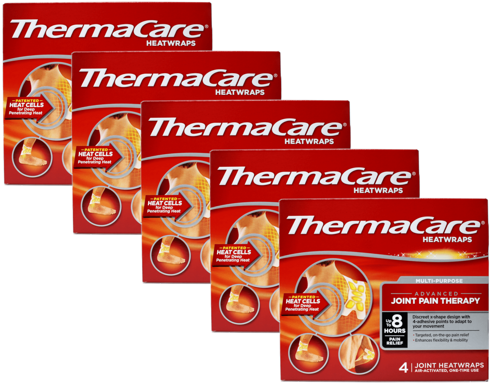 ThermaCare Heatwraps Advanced Joint Pain Relief, Heat Wrap Therapy, 8Hour Duration, Pack of 5