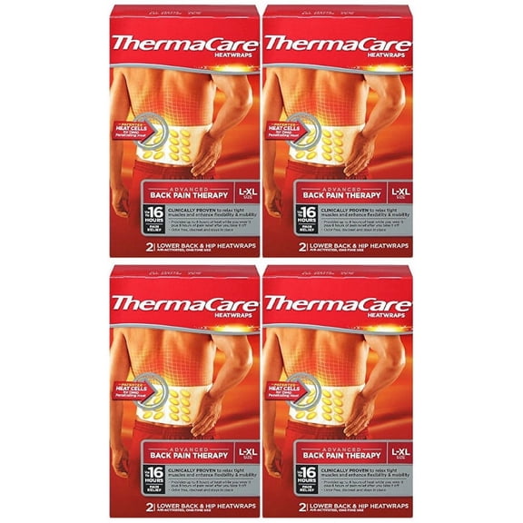 ThermaCare Heatwraps for Lower Back & Hip, Size Large-XL, 8 Wraps = 4 Boxes - MS80388