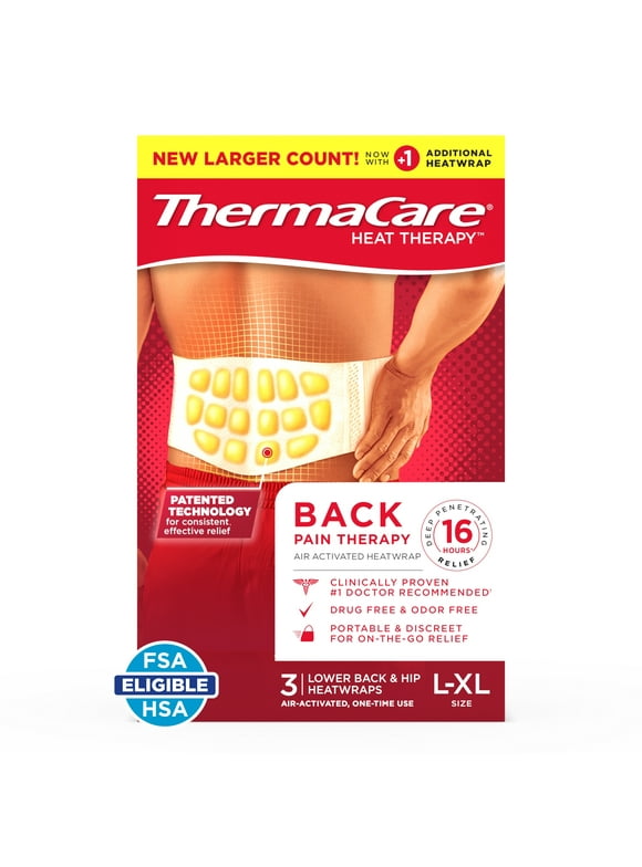 ThermaCare Lower Back & Hip Large/X-Large Pain Relief Heat Wraps, 3 Ct