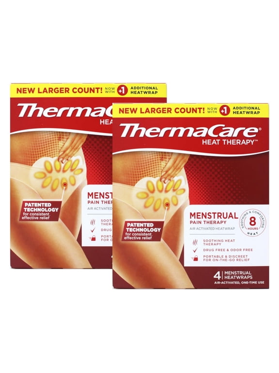 Menstrual Pain Therapy Menstrual Cramps Pain Relief Heat Wraps, 4 Count - 2 Pack