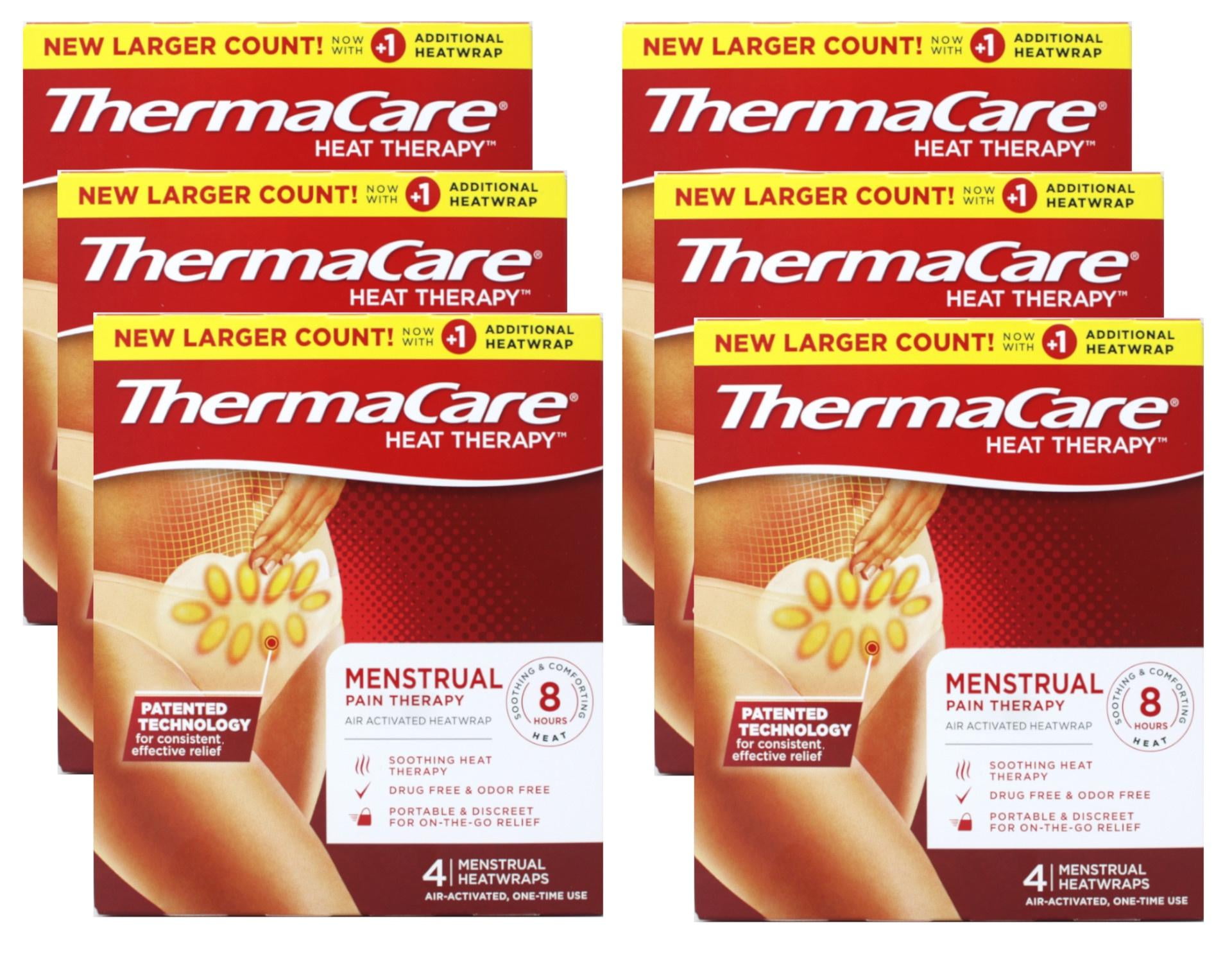 ThermaCare Menstrual Pain Therapy Menstrual Cramps Pain Relief Heat Wraps, 4 Count 6 Pack