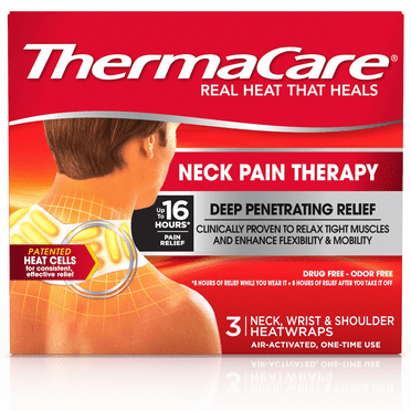 ThermaCare Neck Pain Therapy, Shoulder, and Wrist Pain Relief Patches, Heat Wraps, 3 Ct