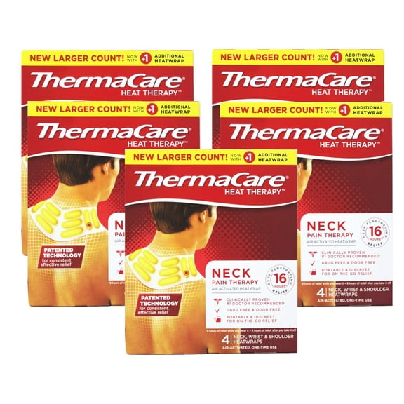 ThermaCare Neck Pain Therapy, Shoulder, and Wrist Pain Relief Patches, Heat Wraps, 4 Count - 5 Pack