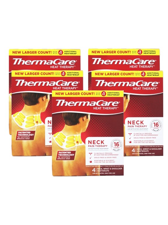 Neck Pain Therapy, Shoulder, and Wrist Pain Relief Patches, Heat Wraps, 4 Count - 5 Pack