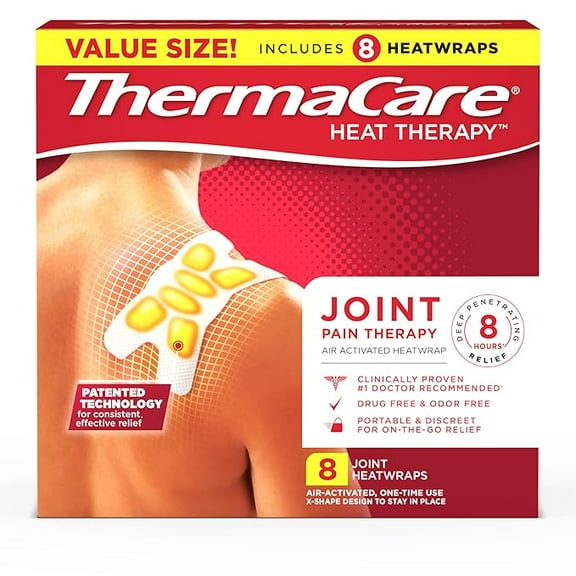ThermaCare Portable Heating Pad, Joint Therapy Patches, Multi-Purpose Heat Wraps, 8 Count