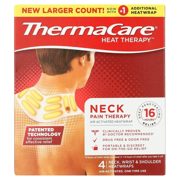 ThermaCare Shoulder, Writst, Neck, & Back Pain Relief Heat Wraps, 4 Ct