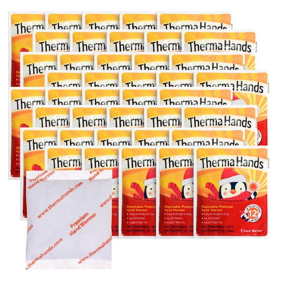 ThermaHands [EXTRA LARGE - 59PACK ] HAND WARMERS (Size: 3.5 inch x 4 inch, Duration: 12+ Hours, Max Temp: 163 F) Air-Activated, Convenient, Safe, Natural, Odorless, Long Lasting Hand Warmer