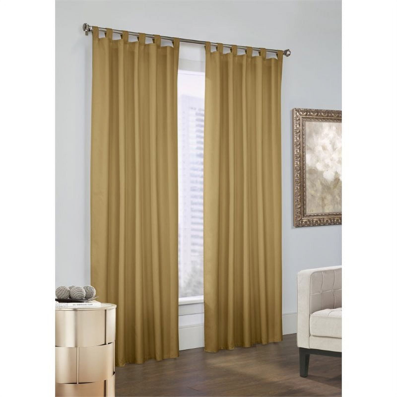 Camel Polyester Room-Darkening Tab Top Curtains, 40 x 84 Inches