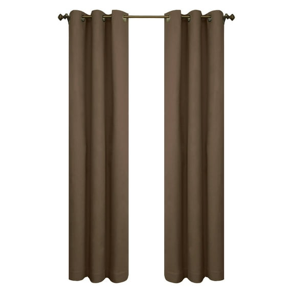 ThermaLogic Weathermate Insulated Solid Color Grommet Top Curtain (Set of two)-Color:Chocolate,Material:100% Cotton Face,Material_:100% Acrylic Back,Size:40x72