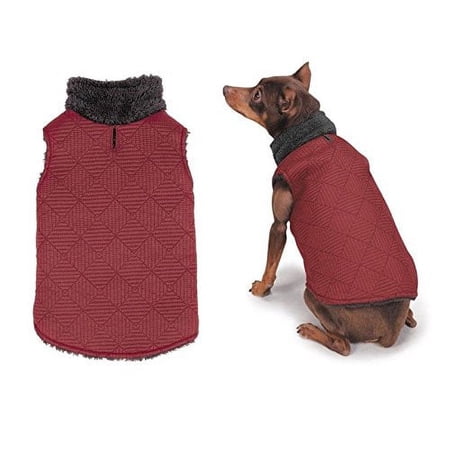 ThermaPet Quilted Dog Vest Red & Black Stylish Sporty Lined All Weather Sweater(xSmall)
