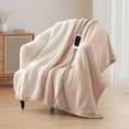 thumbnail image 1 of ThermaSnug Flannel to Sherpa Electric Heated Throw Blanket, 50"x60" Heating Throw Blanket, Adjustable Heat Settings, Extremely Soft and Comfortable, Machine Washable, Beige Ivory, 1 of 8
