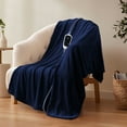 thumbnail image 1 of ThermaSnug Silky Soft Electric Heated Throw Blanket with 6 Heat Settings, Heating Throw Blanket for Bed or Sofa, Machine Washable, Navy Blue, 50"x60"， For Valentine's Day gift, 1 of 8