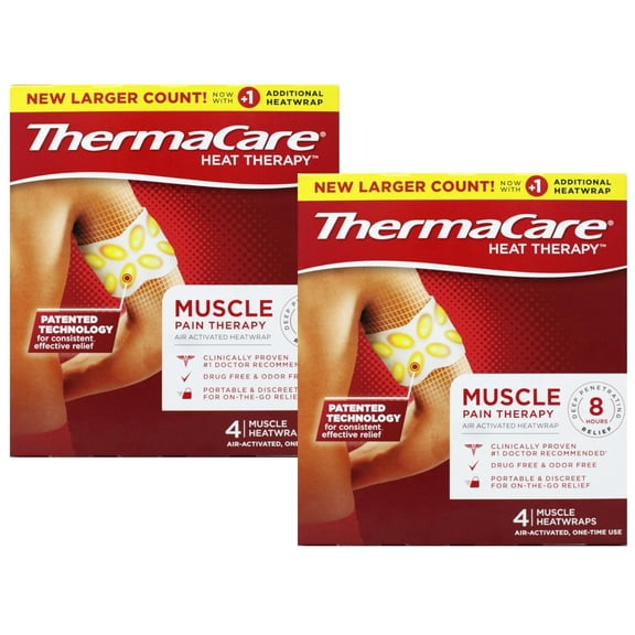 Thermacare Heatwraps Muscle Pain Therapy, Relieve Pain Associated with Muscle Aches, Muscle Spasms, and Cramps - 4 Count - 2 Pack