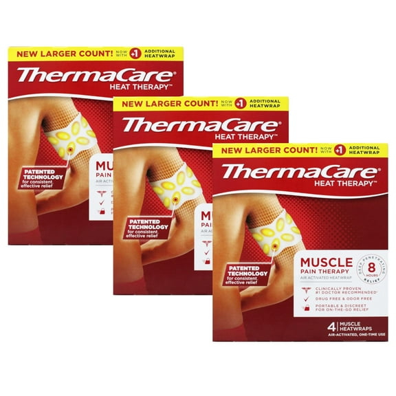 Thermacare Heatwraps Muscle Pain Therapy, Relieve Pain Associated with Muscle Aches, Muscle Spasms, and Cramps - 4 Count - 3 Pack