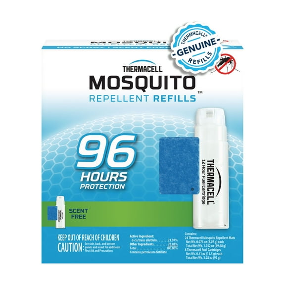 Thermacell Mosquito Repellent Refill Value Pack Providing 96-Hour Mosquito Protection, with 24 Repellent Mats and 8 Fuel Cartridges, Works with Thermacell Fuel-Powered Repellent Devices