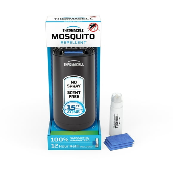 Thermacell Patio Shield Mosquito Repellent with 12-Hour Fuel Cartridge and 3 Repellent Mats, Graphite